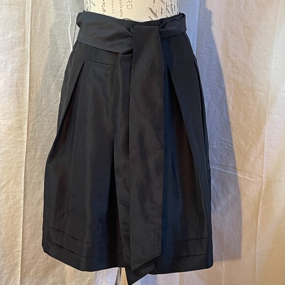 Designer pleated full skirt black Sandra Angelozzi with wide belt size 38 US 8 - Picture 2 of 10